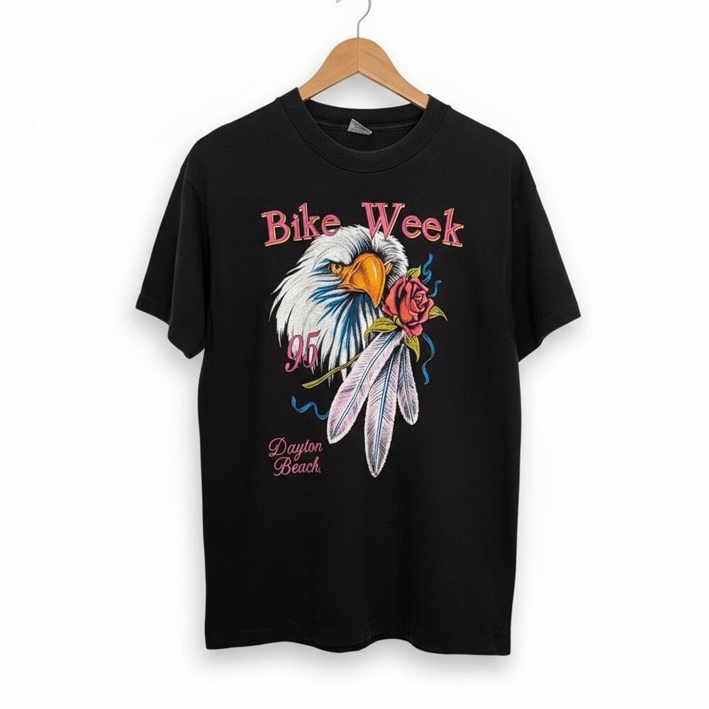 Vintage 90s Daytona Bike Week ‘95 Double Sided Single Stitch T Shirt Large Black